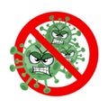 Icon of stop Coronavirus. Prevention methods Covid-19. Corona Virus in Wuhan, China, stop the pandemic